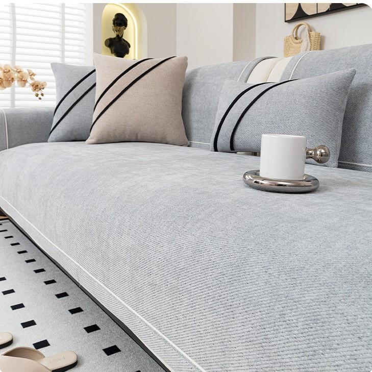 New Light Luxury Sofa Cover Pad High-End Chenier Non-Slip Seat Cushion Four-Season Universal Straight Sofa Cover Cloth