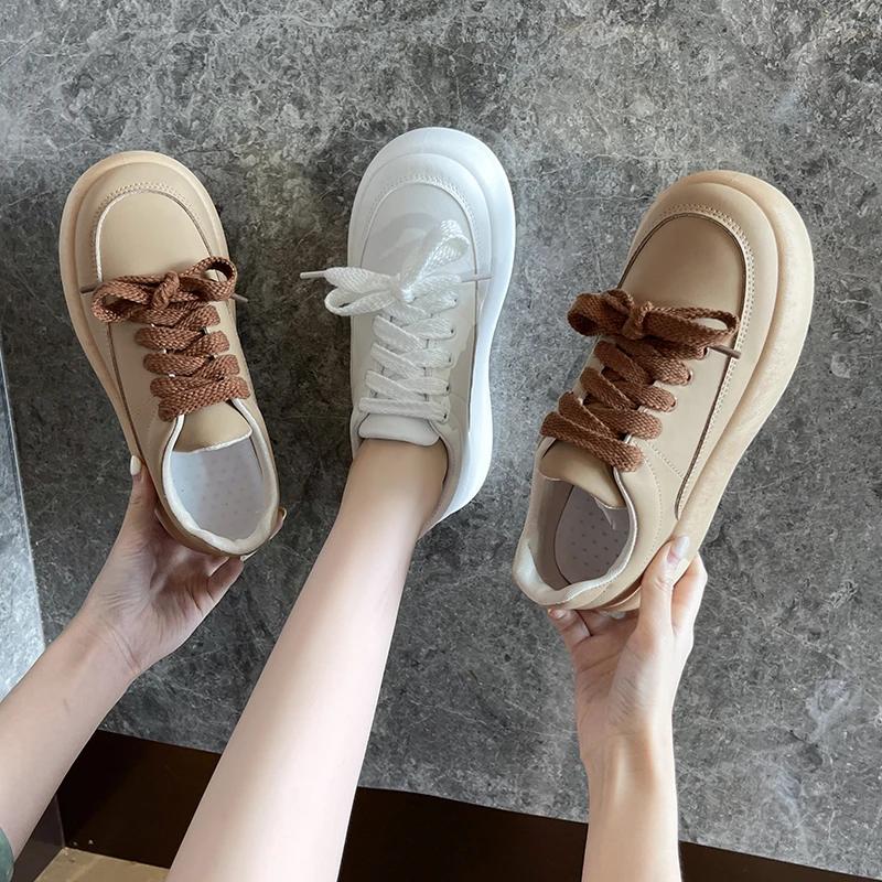 Yeni İlkbahar Sonbahar Günlük Moda Platform Taban Yükseltilmiş Kadın Spor Ayakkabıları Kaymaz Rahat Vulkanize Ayakkabılar HAYIR:M-1010