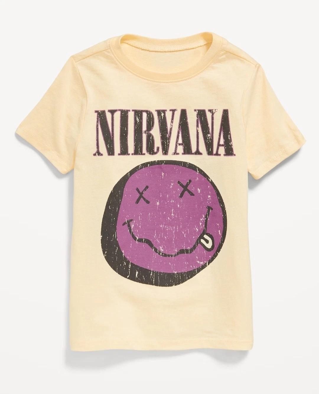 New Nirvana Smiley Face Toddler Size 2T Yellow Cotton Grunge Seattle Tee 100