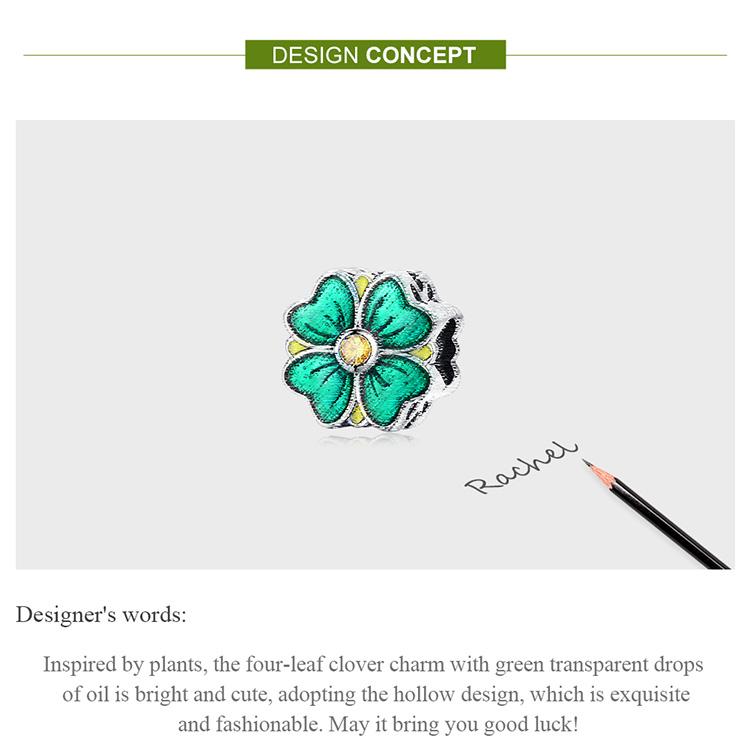 WOSTU 925 Sterling Silver Lucky Clover Pendant Fit Original Bracelet Necklace DIY Jewelry