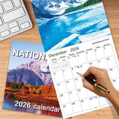 New 2026 Wall Calendar 12-month National Parks Schedule Agenda Planner Home Decoration Daily Weekly Monthly Organizer Calendar