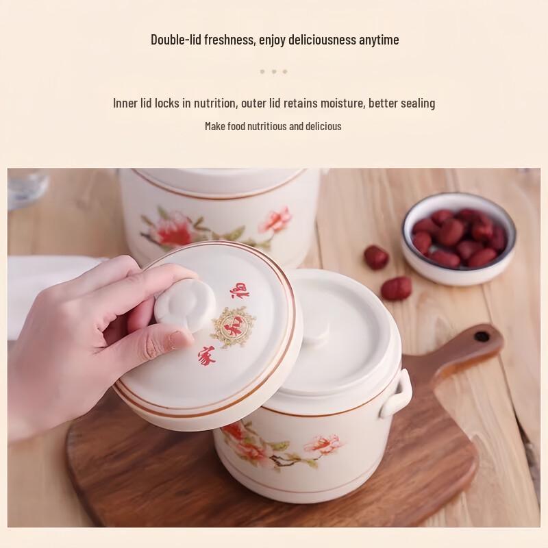 Zhao Ran Keramik 1400ml Wasser-Schmortopf mit doppeltem Deckel
