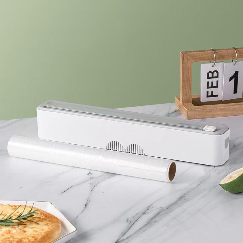 1 Stück Küchen-Einweg-Frischhaltefolien-Schneider, Punktbrecher Haushalts-Lebensmittel-Spezial-Schneidebox, Saug-Kühlschrank-Artefakt