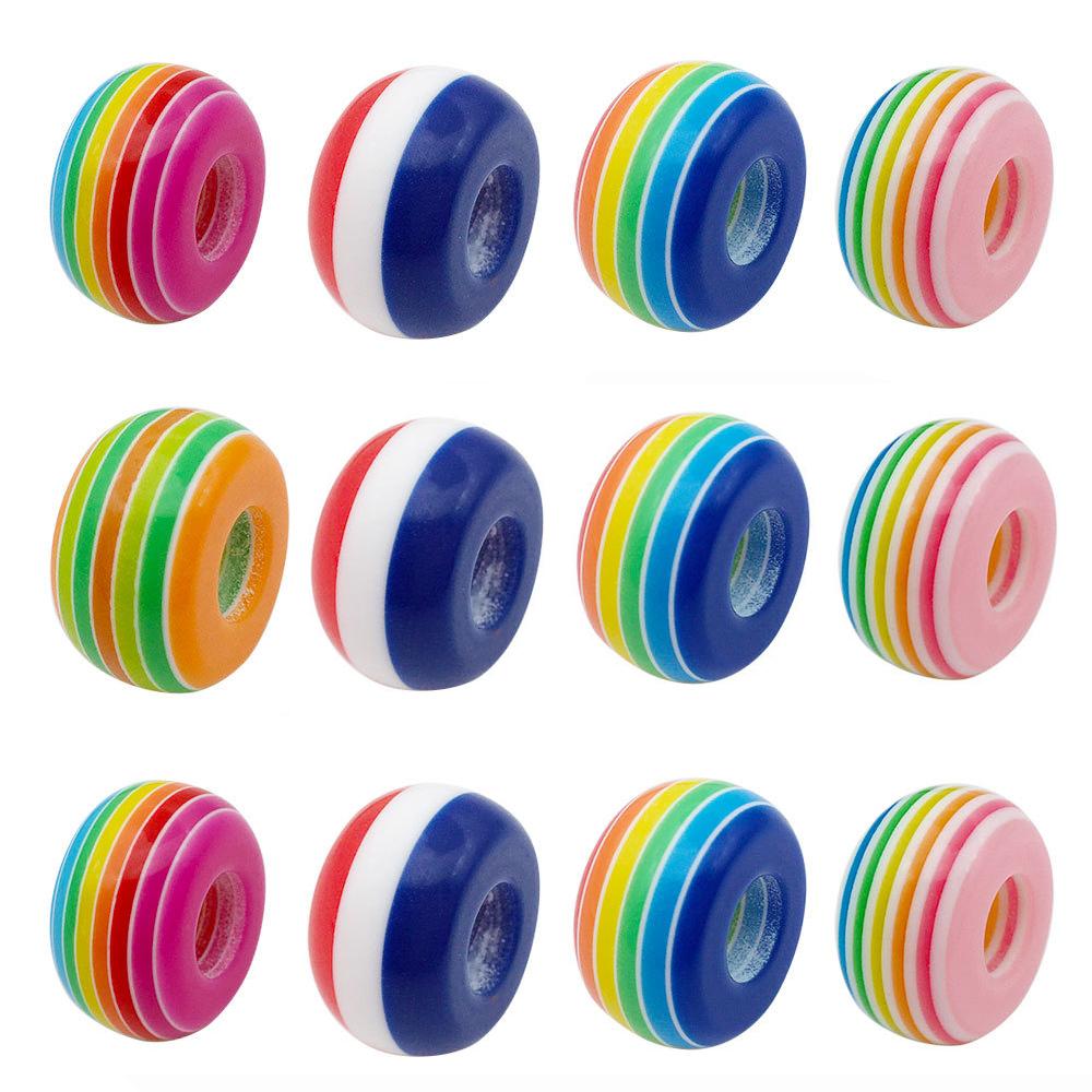Super beautiful resin strip large hole round beads, strip spacer bead for jewelry manufacture, children's handicraft accessories