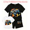 Cartoon Car Print Outdoor Street Kids T-shirt and Shorts Summer Home Casual Outfit Boy and Girl's Sports Set