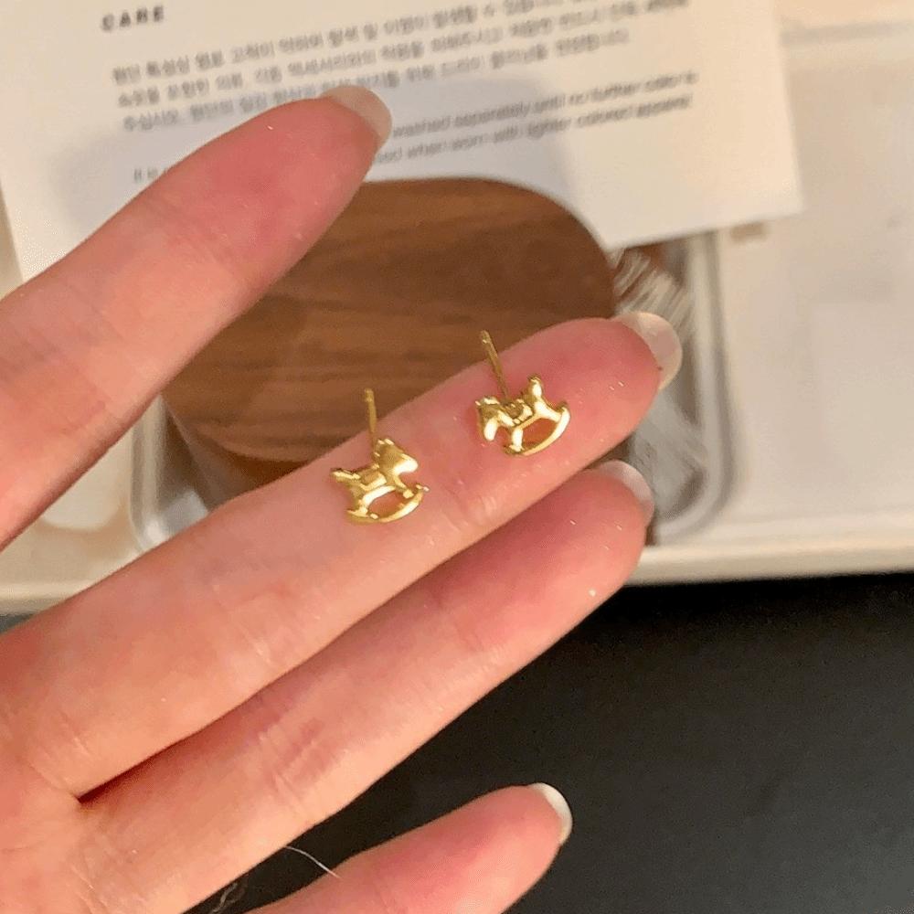 Cartoon Mini Pony Stud Earrings Zinc Zinc Alloy Drop Earrings Mini Horse Ear Studs Chinese Horse New Year