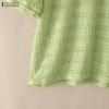 ZANZEA Women Casual Round Neck Solid Color Loose Short Sleeve Blouse