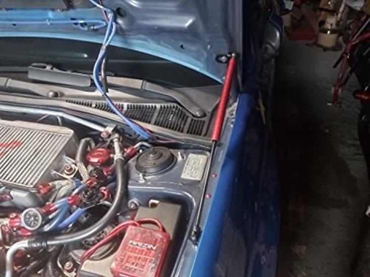 KUNSYOUKIM Bonnet Hood Damper Set Carbon for Subaru Impreza Series Generation Vehicle Modification Inspection Set (Red Fiber) GD/GG (2nd Sedan/Sport