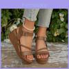 Romana Summer Woven Platform Sandals For Women With Pu Material And Buckle Strap