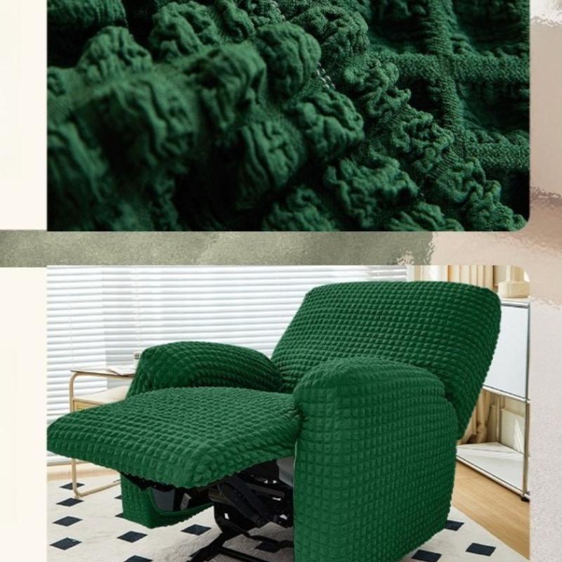 Seersucker Plaid Full-wrap Recliner Chair Cover Solid Color Armchair Cover Anti-slip Single Sofa Protector for Home Hotel Decor