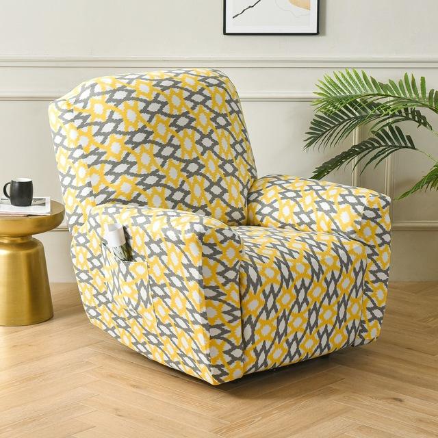 Printed Elastic Recliner Sofa Cover Soft Stretch Single Sofa Covers For Living Room Pets Kid Split Functional Lounger Chair Case