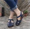 Summer Women Wedge Sandals Flower Vintage Closed Toe Shoes Adjustable Hook Loop Wedges Women Hole Shoes Casual Platform Sandals