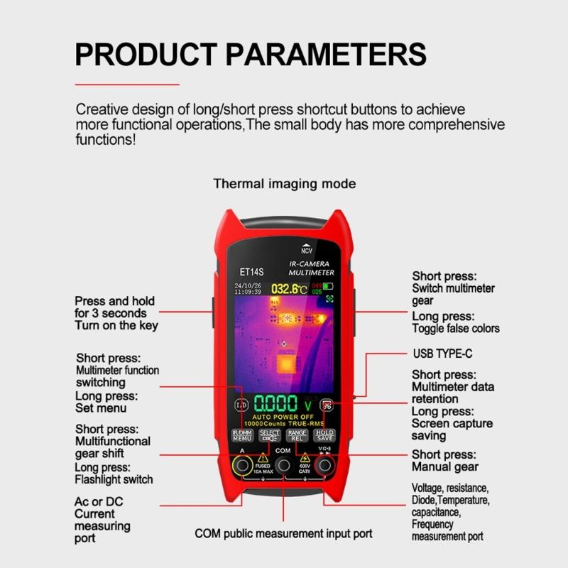 ET14S Thermal Imaging Device Multimeter 2 in 1 Thermal Imager 2.8inch Screenfor Accurate Measurements Home Appliance