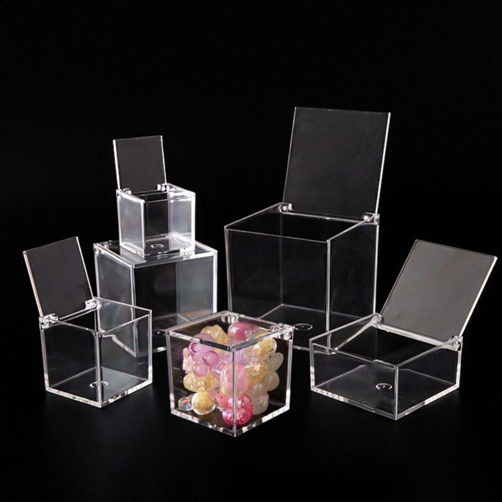 Square Cube Acrylic Box Transparent Case Stackable Design Transparent Container With Lids Display Box Jewelry Storage