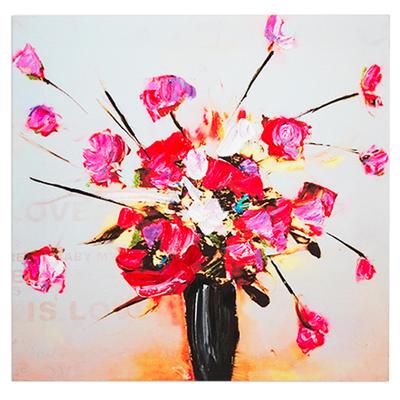 [A1927] - Designer Canvas 'Floralies' Black Pink - 30x30 Cm