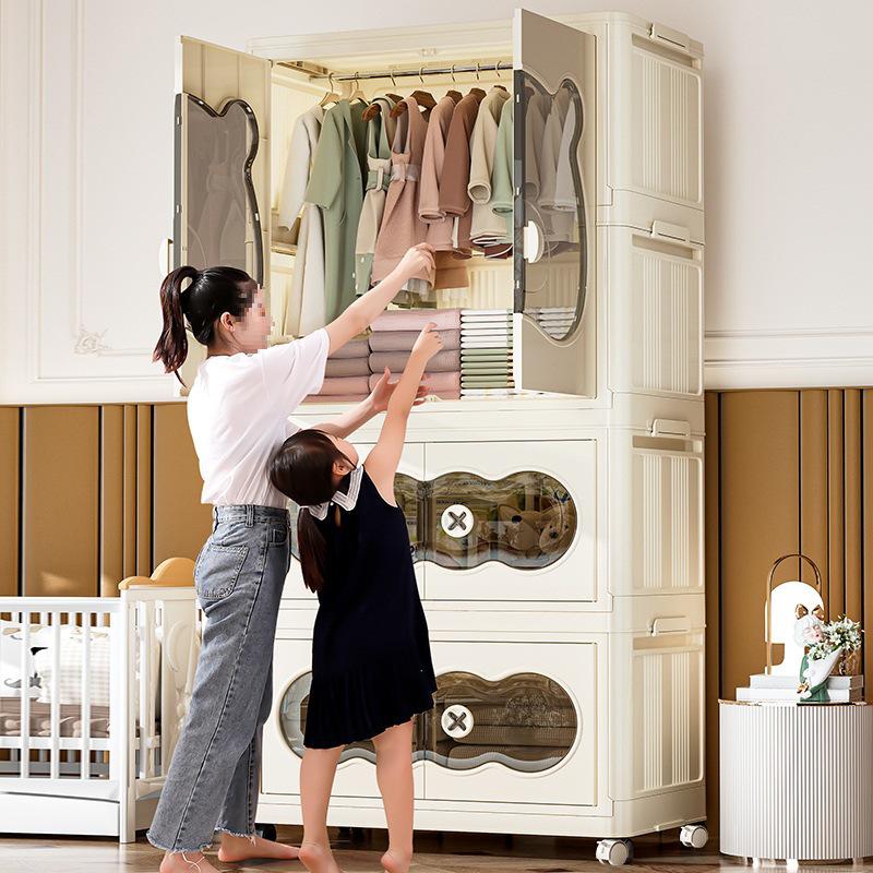 Infant Folding Plastic Storage Cabinet: Simple Children's Wardrobe
