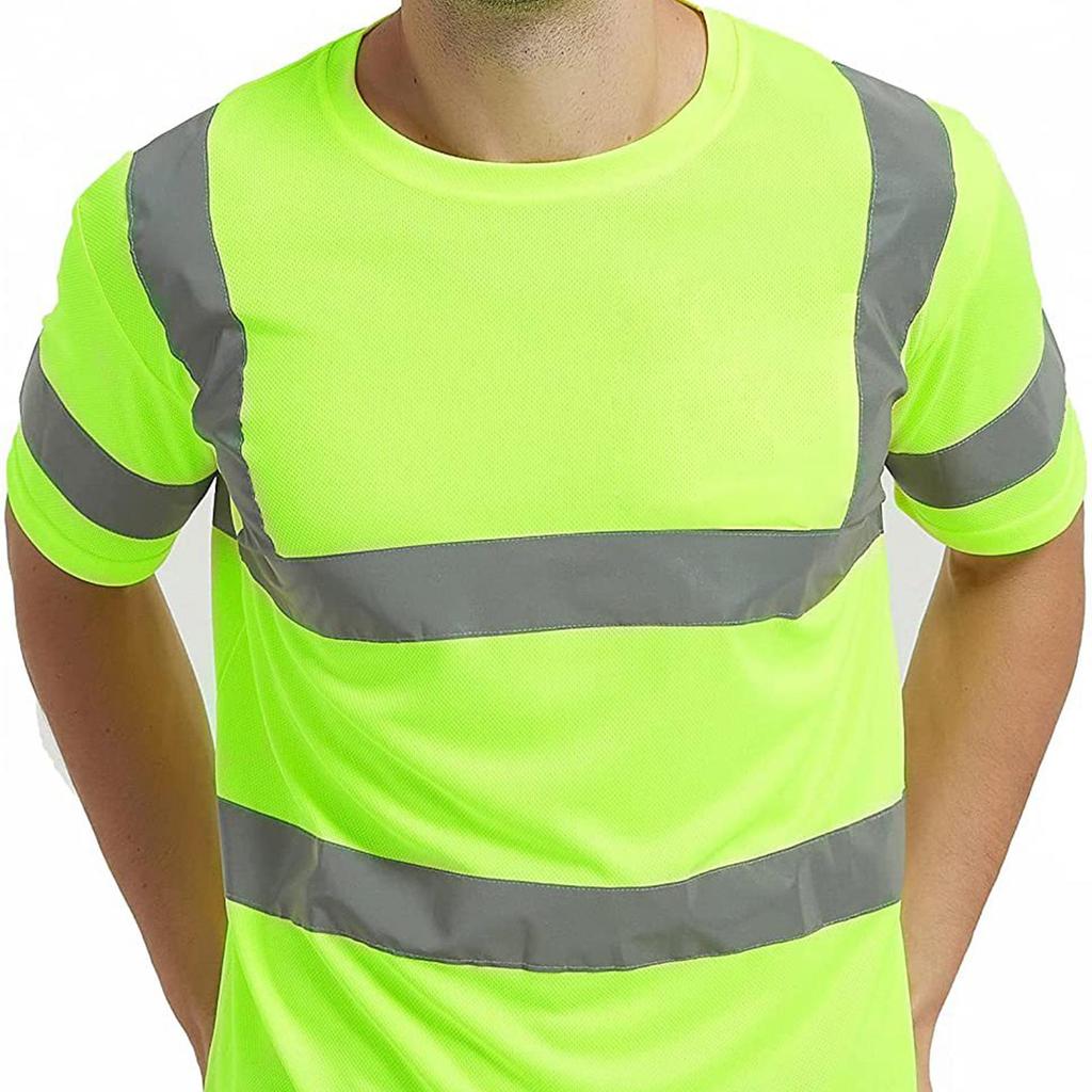 T Shirt High Visibility Short Sleeve Work Reflective Breathable Quick Dry Unisex Apparel