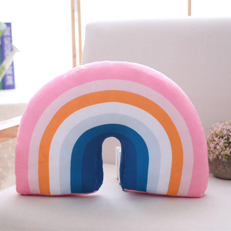 Shaped Lovely Rainbow Pillow Plush Dolls Soft Stuffed Toy Back Cushion Xmas Gift
