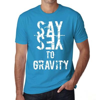 Men’s Vintage Tee Shirt Graphic T Shirt Say Yes To Gravity Aqua