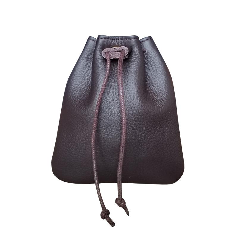 

Кожаный мешочек на шнурке для мелочи, сумка для хранения мелких предметов, монетница из коровьей кожи, мешочек для счастливых денег, маленький кошелек для хранения