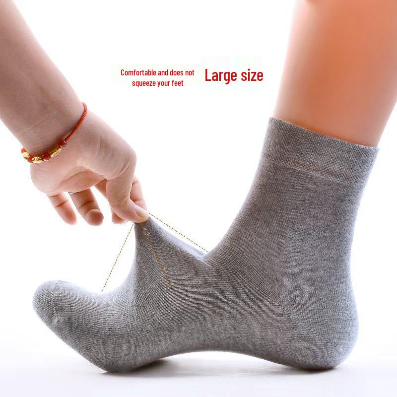 Langsha Men's Plus Size Mid-Calf Cotton Socks Gift Box - Extra Wide, Pure Cotton for Autumn/Winter (Size 45-47)