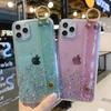 Glitter Shiny Star Sequins Wrist Strap Stand Case For iPhone 16 15 14 13 12 11 Pro Max Plus Mini XS XR X 87 Clear Silicone Cover