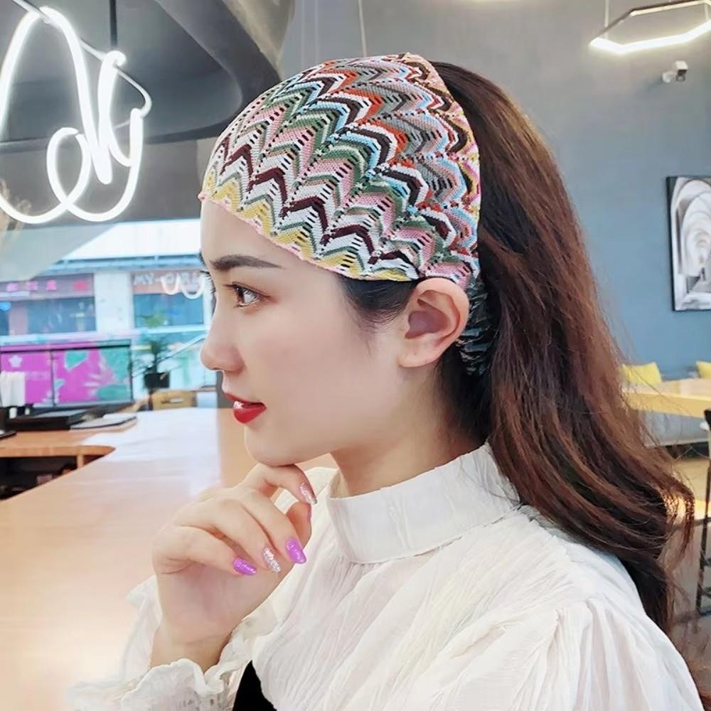 Colorful Hollow Lace Hairbands Non Slip Wide Side Head Wrap New Wave Mesh Headband