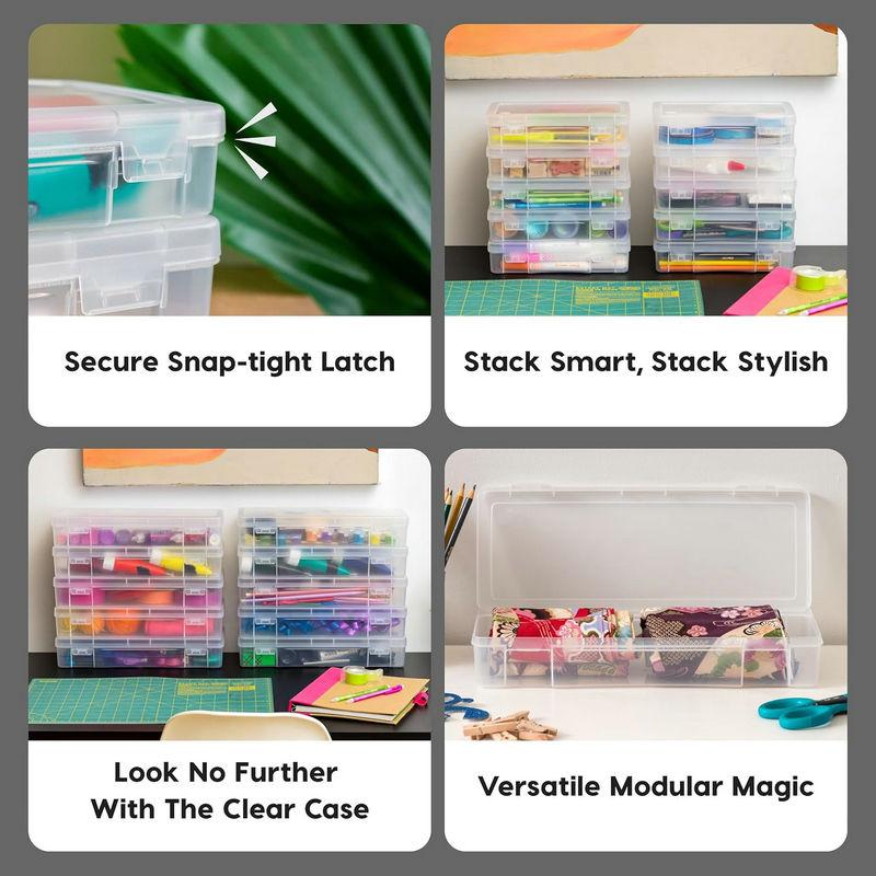 Plastic Storage Containers Box with Lid Big Capacity Clear Rectangle Box for Collecting Small Items, Beads, Crafts Accessories