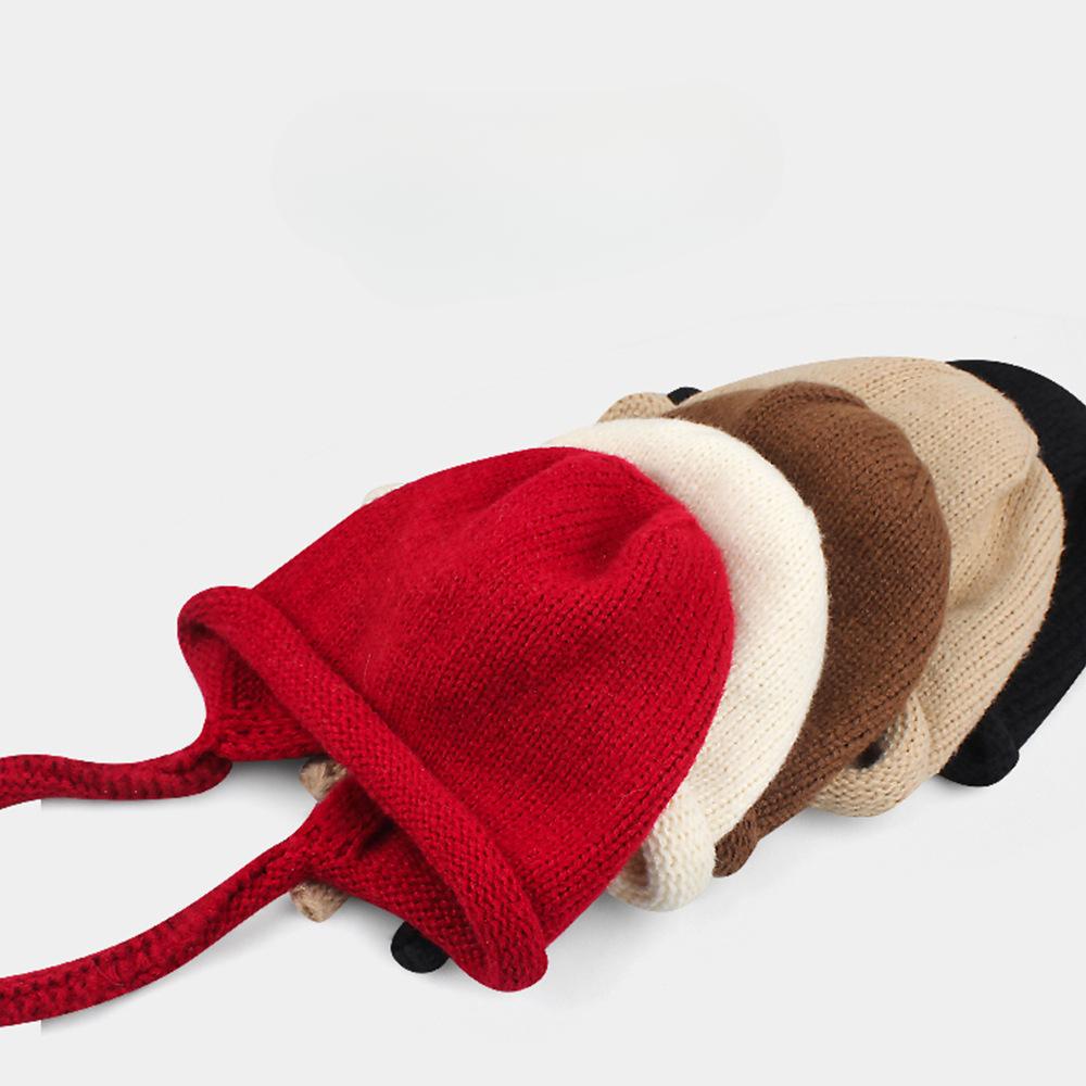 Japanese Retro Curly Wool Knitted Hat for Women In Autumn and Winter Big Head Circumference Showing Face Small and Versatile Warm Ear Protection Hat