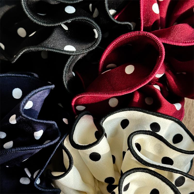 Retro Polka Dot Scrunchies Large Hair Elastic for Women Aesthetic Fashion Ponytail Holder Styling