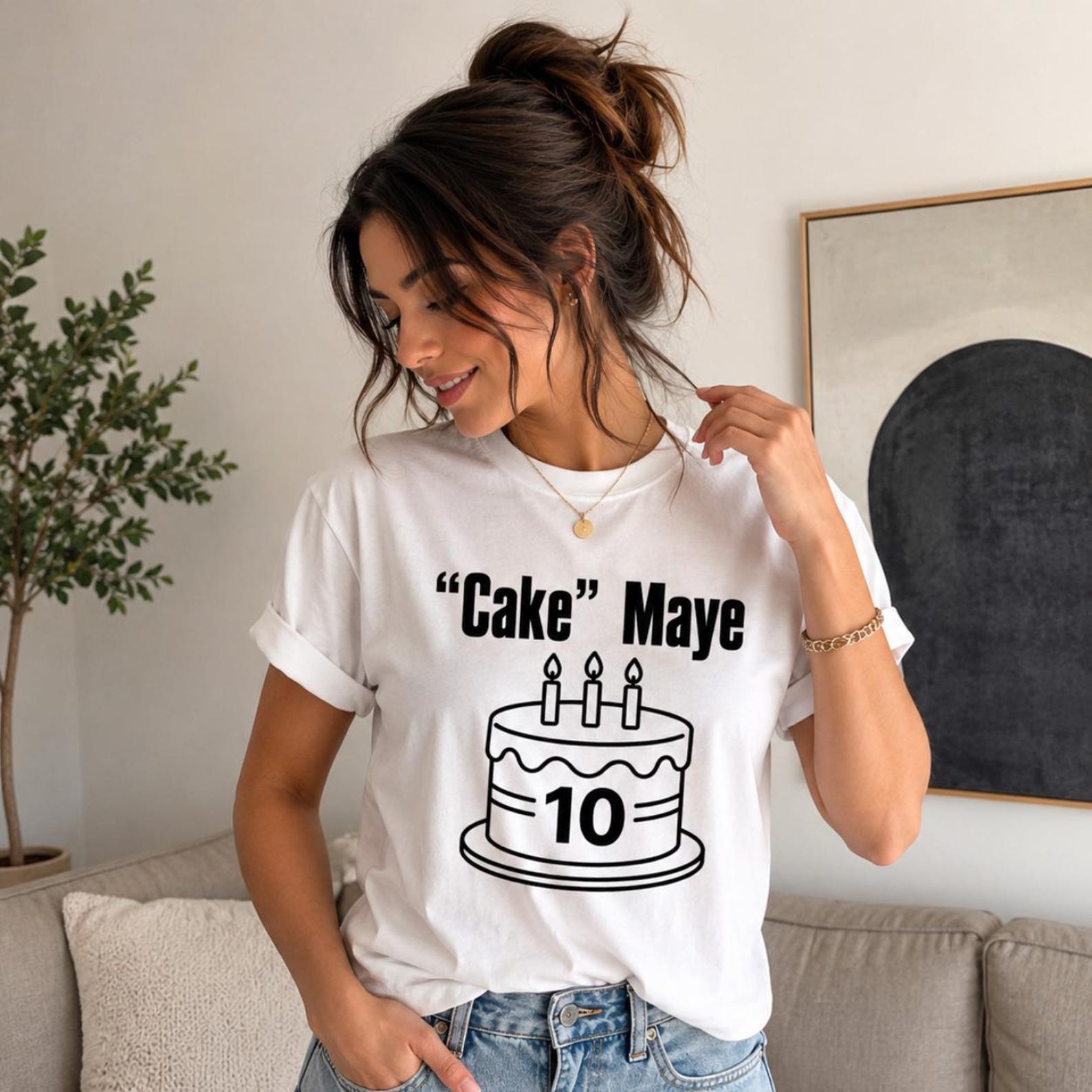 Cake Maye 10th Birthday T-Shirt, Funny 10 Year Old Birthday Gift, Cake Party Graphic Tee for Girls Boys, Cake Maye Drake Maye Shirt M