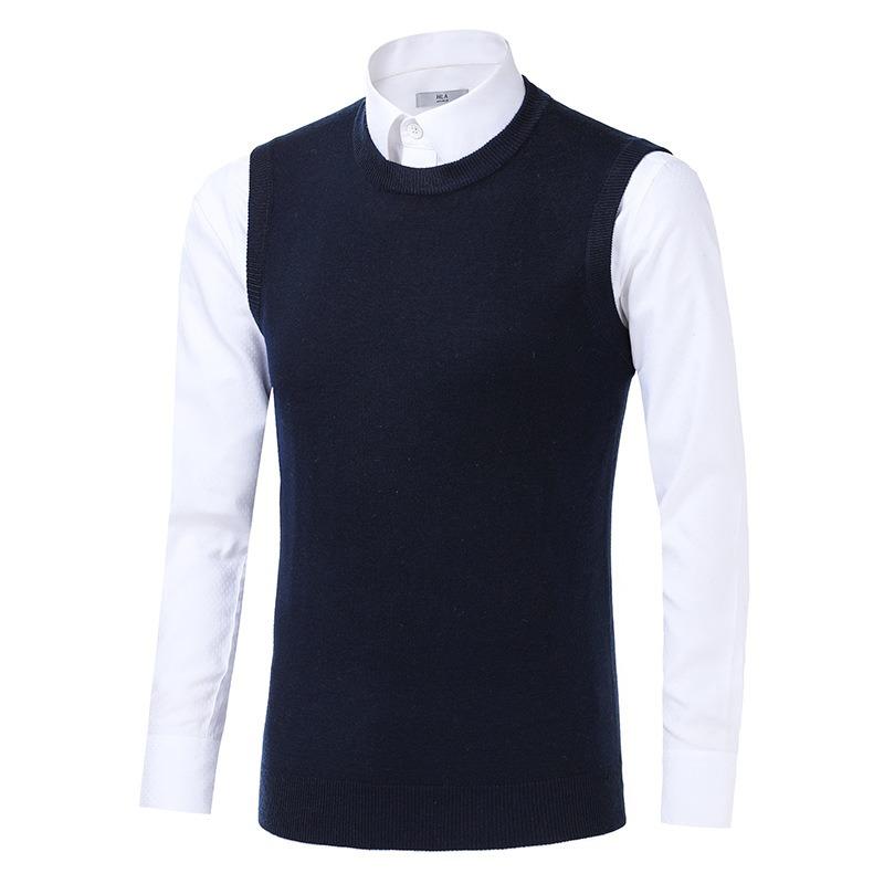 Men S Winter Sleeveless Knit Vest Middle Aged Solid Sweater