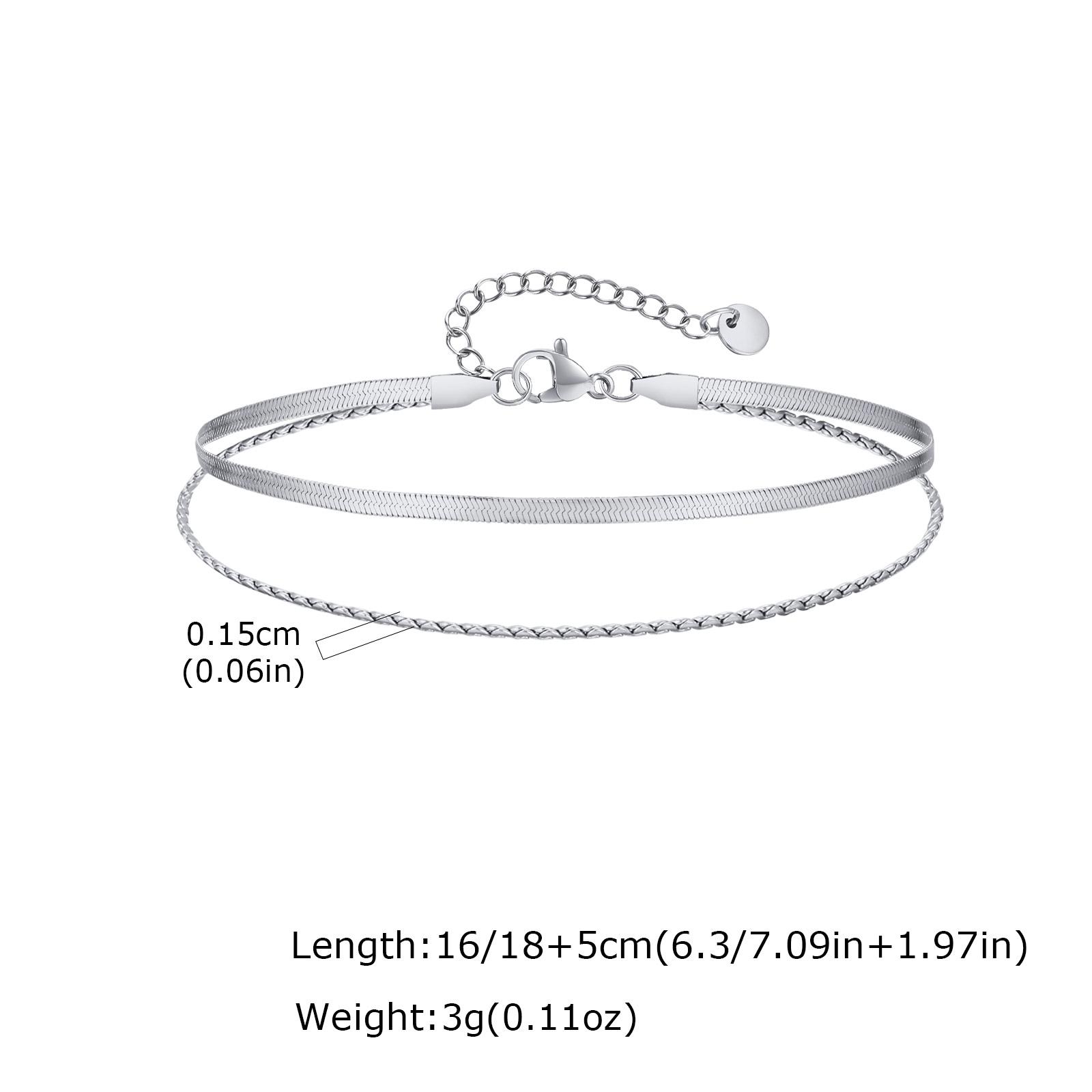 Hip Hop Double Layer Stainless Steel Bracelet, Silver Color Layered Snake Chain Bracelet for Men, Fashion Waterproof Jewelry