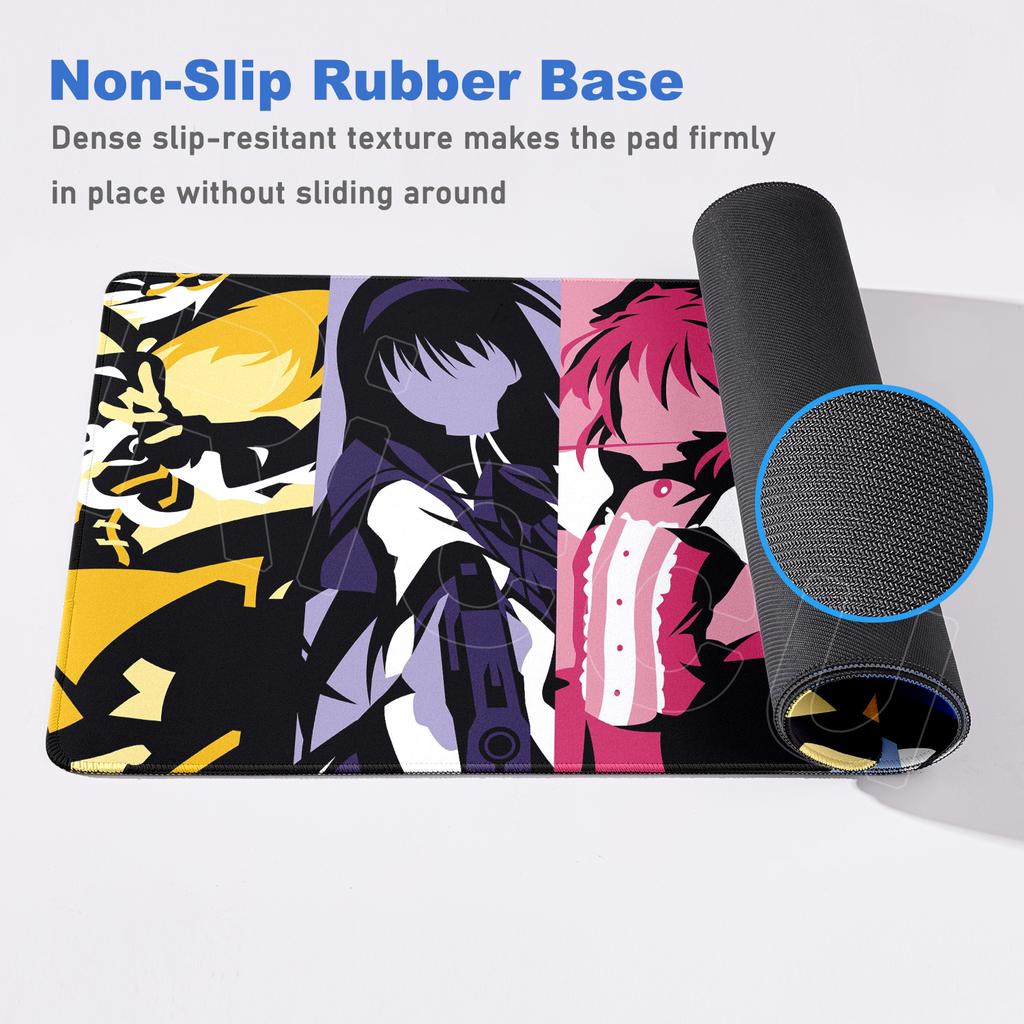 Mouse Pad Popular Puella Magi Madoka Magica Rubber Gaming Accessories Large XXL Laptop Keyboard Mat 900x400MM Non-slip Anti-fray
