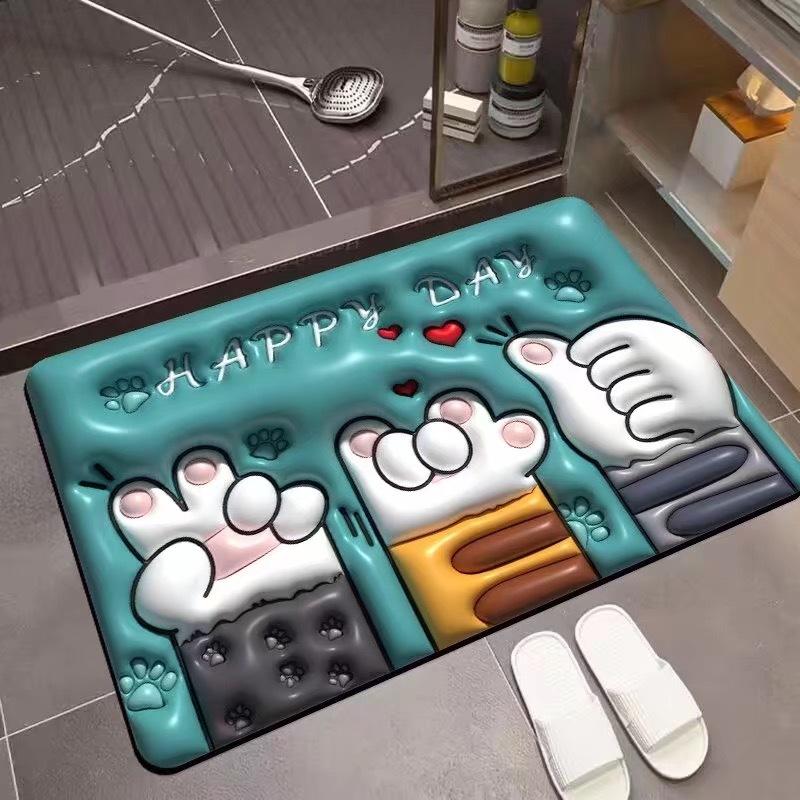 Floor Mat 3D Visual Effect Quick Drying Diatom Mud 40x60cm Flower Pattern Bathroom Anti-slip Floor Mat Daily Use DROPSHIPPING