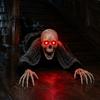 Scary Lawn Ornaments Halloween Breaking Ground Skeleton, Giant Glowing Skull Yard Prop with Outdoor Decorations Poseable Arms, Decoration for