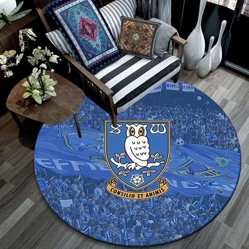 Sheffield Wednesday,Round Area Rug,Carpet Rug for Living Room Bedroom Sofa Playroom Decor,Non-slip Floor Mat