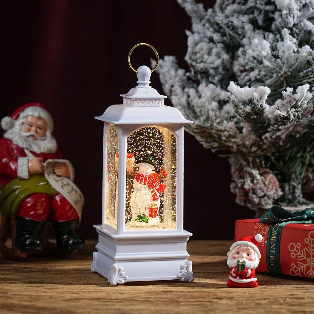 Christmas Chinese Lantern Water-Filled Luminous Music Box Snowfall Crystal Ball Decoration Ornament