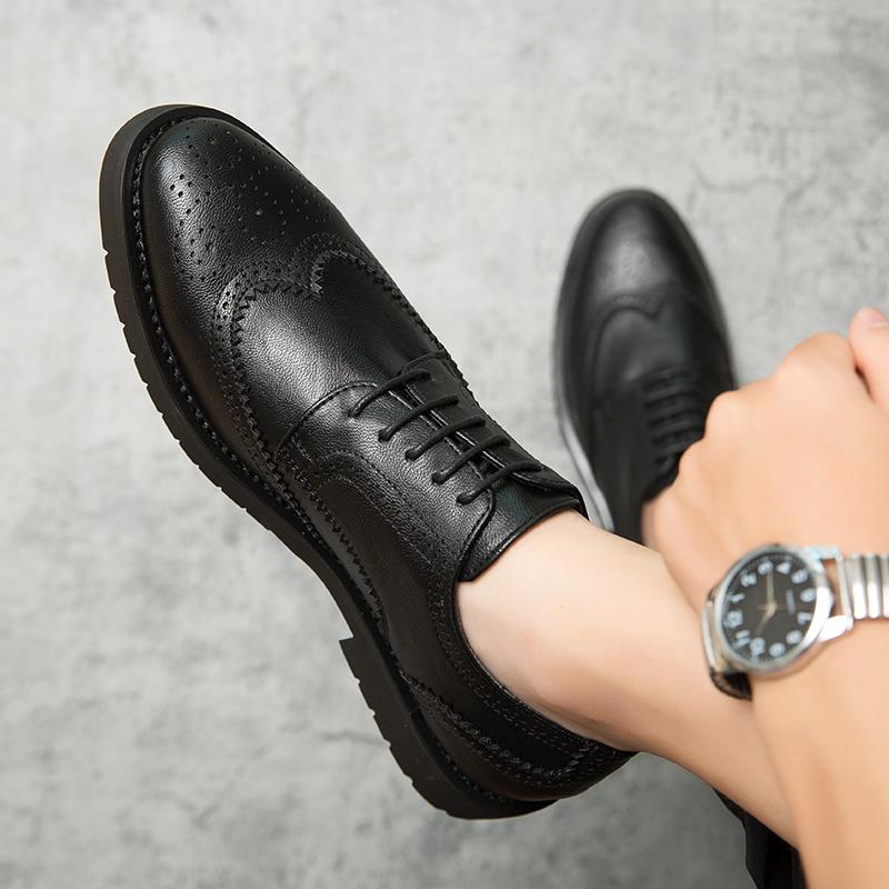 Dress Leather Shoes Mens Business Office Work Brogues High Quality Comfortable Formal Wedding Shoe Lace Up Black Men Shoes