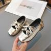 2026 Spring Children's Square Toe Leather Shoes for Baby Girls with Double Bow - New Korean Style