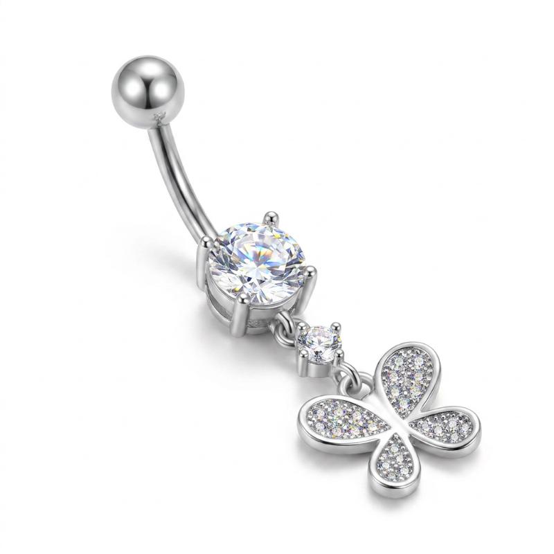 Mixed-Style Navel Piercing For Women Sexy Body Belly Piercings Rhinestone Butterfly Curved Belly Button Rings