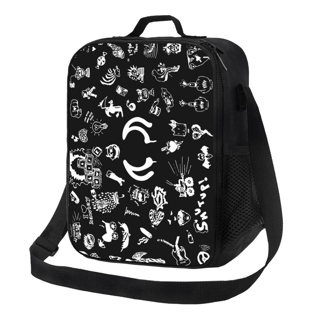 Yungblud Drawings Tattoo Sheet Insulated Lunch Bag for Women Picnic Storage Food Boxes Portable Container Cooler Lunch Box Tote