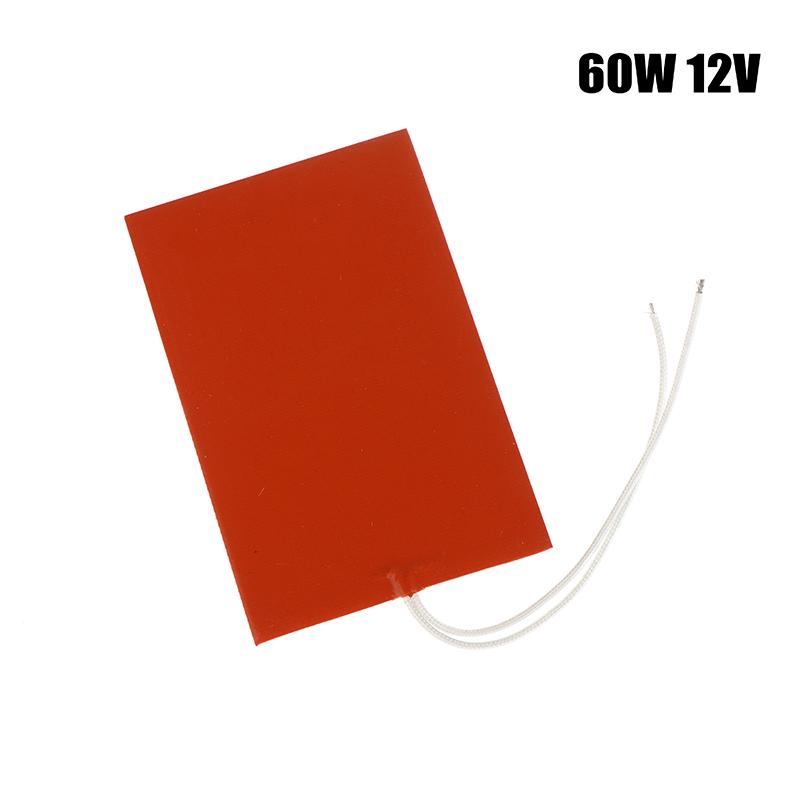 60W 12V Silicone Heating Pad For 3D Printer Square Rubber Heat Mat Flexible Waterproof Heated Bed Plate