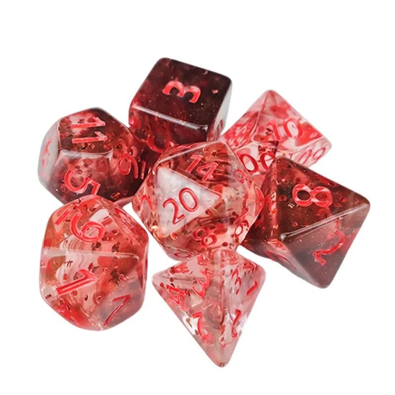 

7Pcs Multi-color Acrylic Board Game Dice Starry Sky Scallion Powder Design Comfortable for Players Ideal Family Game Night Bar