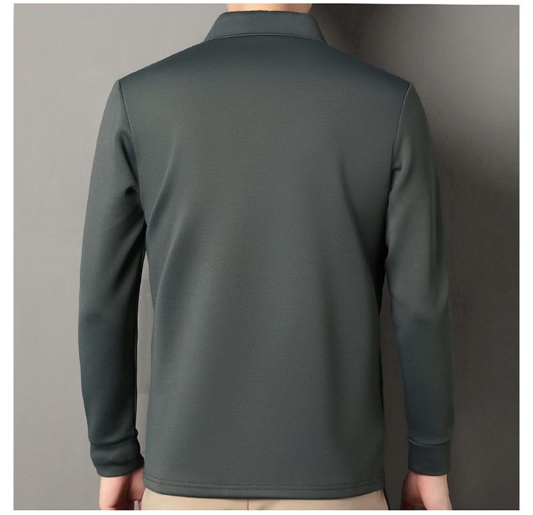 Pánské zimní polo tričko s dlouhým rukávem 2025 s vlněnou a hedvábnou fleecovou podšívkou - High-endová ležérní základní vrstva