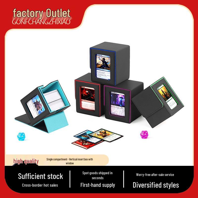 New PU Window Flip-Top Game Card Box for YuGiOh/MTG/TCG/CCG - Collectible Card Storage