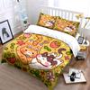 Cute Cats with Strawberries Pattern Bedding Duvet Cover Set Duvet Cover Pillowcases  (1*Duvet Cover 2*Pillowcases, Without Duvet Insert)