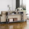 Console Table, Entryway Table with 3 Compartments, Metal Frame, Adjustable Feet for Living Room, Hallway, Grey