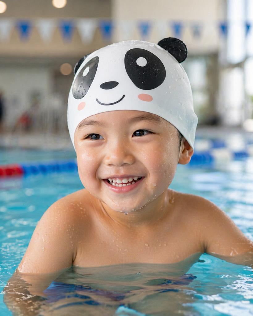 Bonnet en Silicone Aqua-Sport Junior Panda Blanc-Multi As8671 19.5X22.5Cm 50G