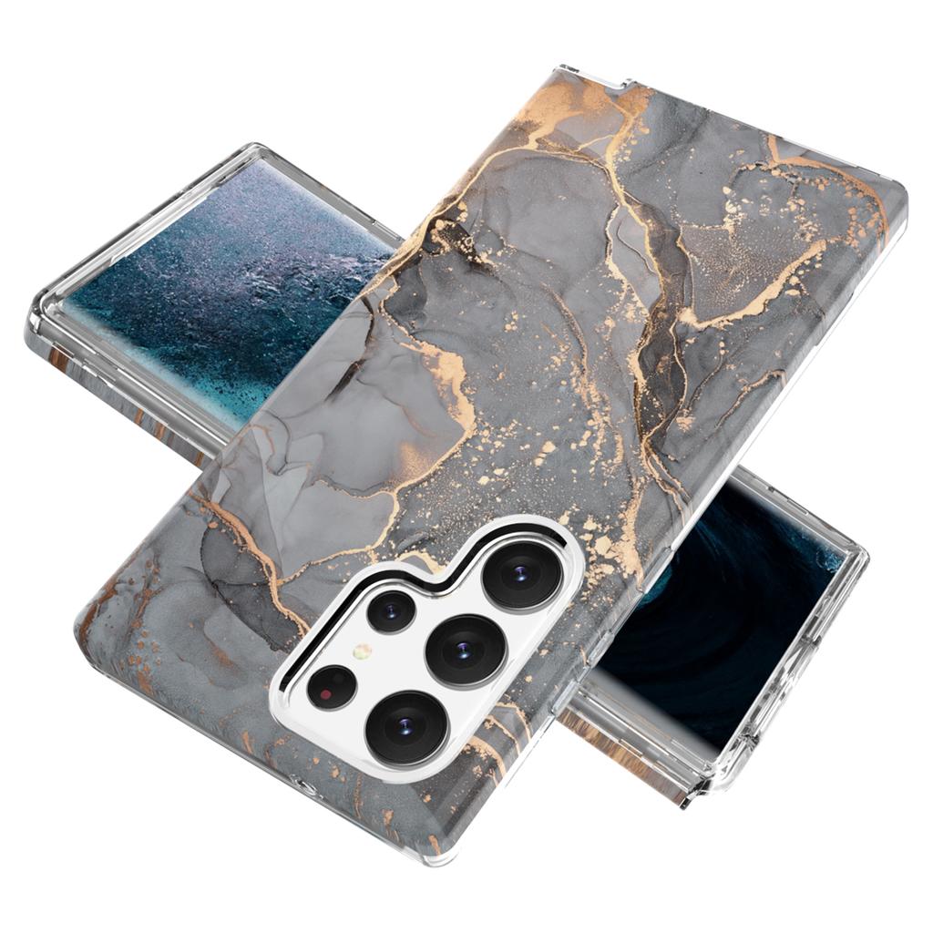 For Samsung Galaxy S23 Ultra GW18 IMD Marble Pattern Back Cover PC+TPU Shockproof Mobile Phone Case
